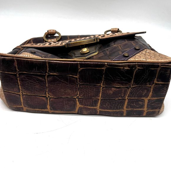 Legaspi Crocodile Alligator Design Patent Leather Print Purse Handbag 8"X12" - Picture 2 of 11